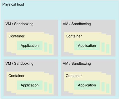 Multiple virtual machines / sandboxing, running inside physical hosts: