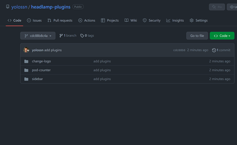 Screenshot showing a Github repository with the plugins