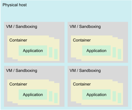 Multiple virtual machines / sandboxing, running inside physical hosts: 